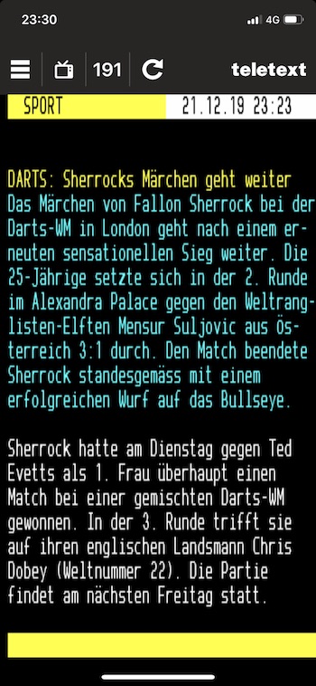 Teletext: Sherrocks Märchen geht weiter